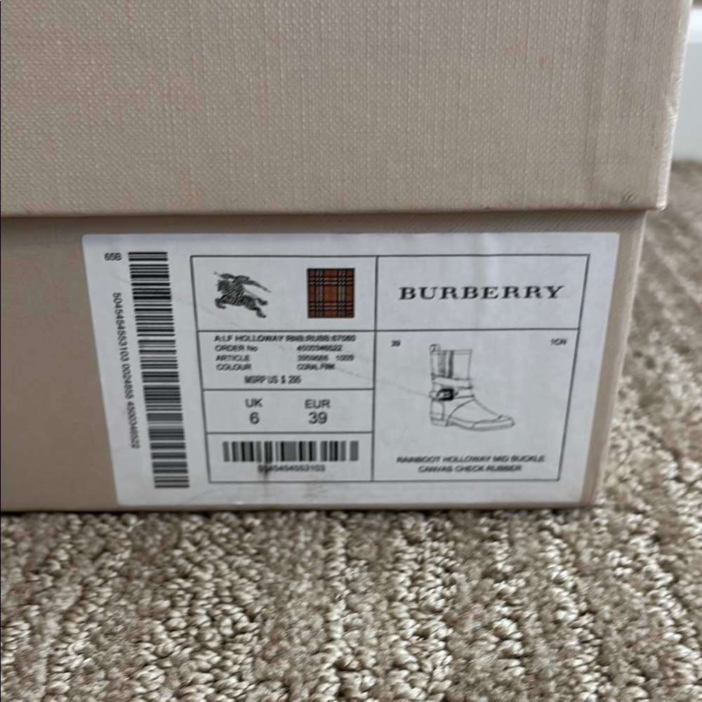 Burberry Pink Plaid Rain Boots - Picture 6 of 7